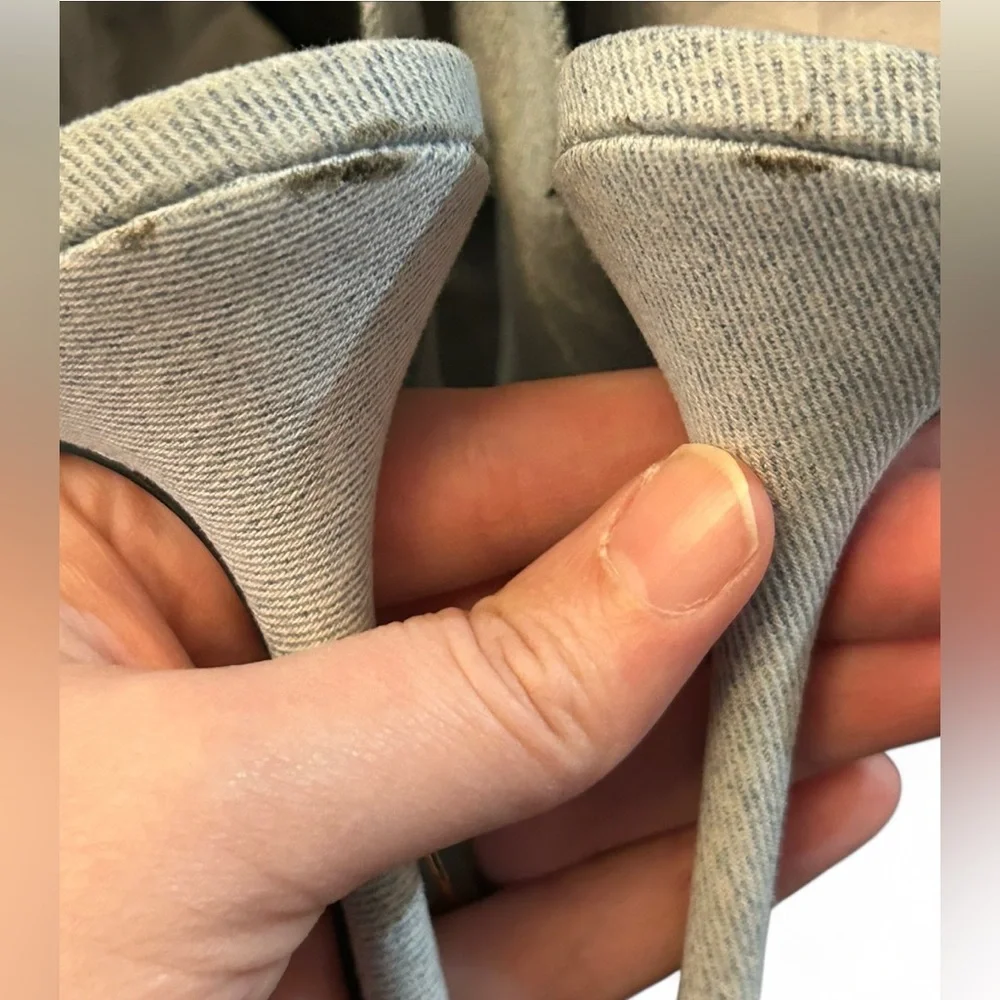 Steve Madden Denim Pointed Stiletto Zipper Peep Toe Ankle Buckle Boots Size 11 - Picture 6 of 14